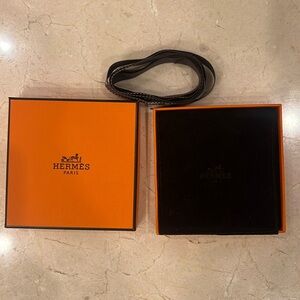 Hermes bracelet box with jewelry pouch and ribbon, authentic